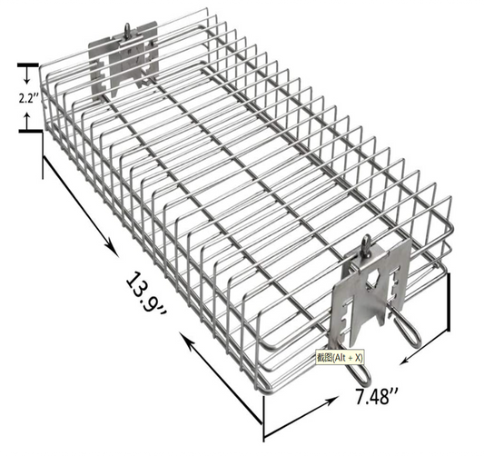 Nationalkrafts Stainless Steel Rotisserie Grill Basket - Universal Fit for 1/2" Hex, 3/8" Hex & Square Spit Rods