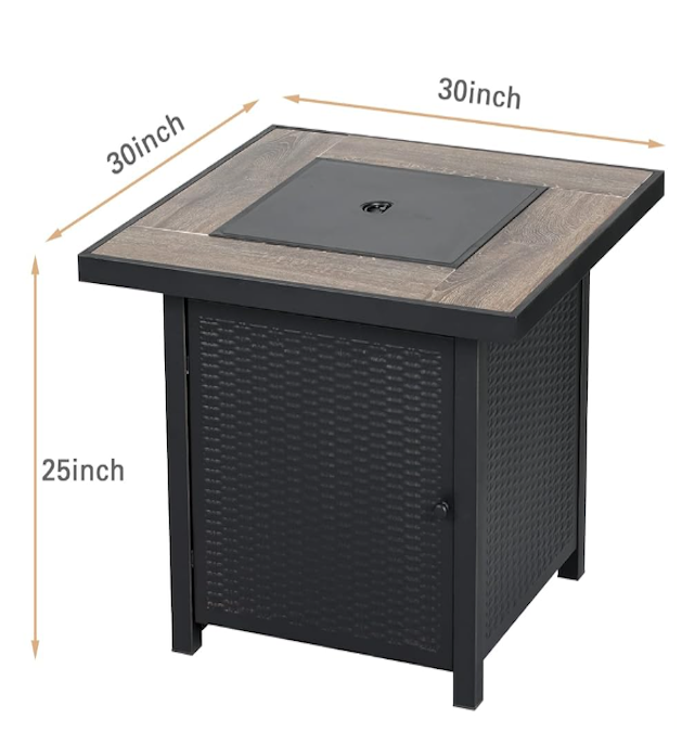 Nationalkrafts 30in Propane Gas Fire Pit Table - 50,000 BTU Outdoor with Glass Beads and Tank Holder