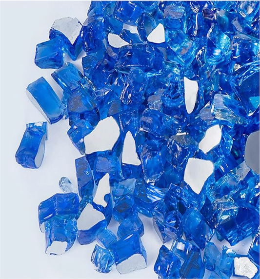 Nationalkrafts 10LBS Reflective Fire Glass - 1/2 Inch Cobalt Blue for Propane Fire Pits & Fireplaces